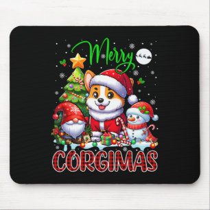 Merry Christmas Corgi Cute Santa Corgi Gnome Snowm Mouse Pad