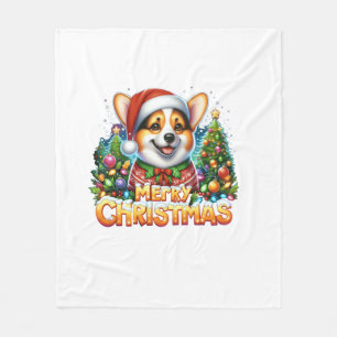 Merry Christmas Corgi Dog Corgmas Matching Christm Fleece Blanket