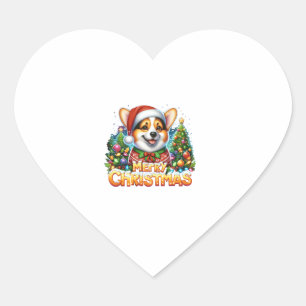 Merry Christmas Corgi Dog Corgmas Matching Christm Heart Sticker