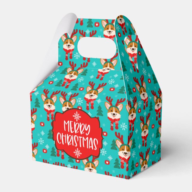 Merry Christmas Corgi Dog Favour Box (Front Side)