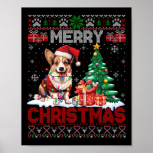 Merry Christmas Corgi Dog Lovers Family Ugly Xmas Poster