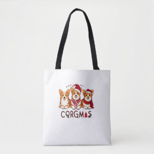 Merry Christmas Corgi Dog Santa Love Corgis Family Tote Bag