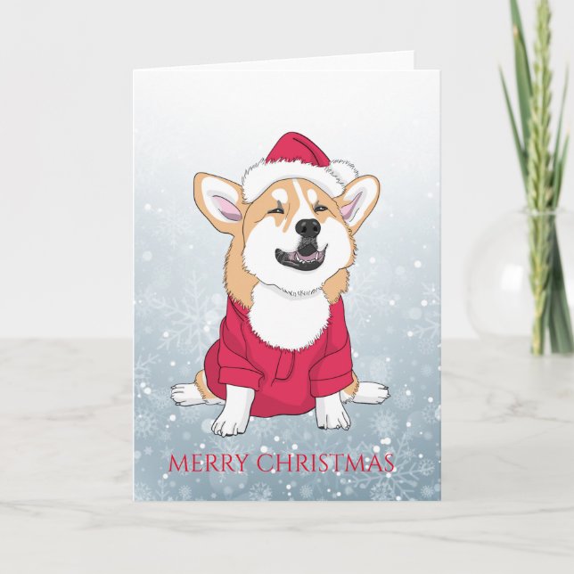 Merry Christmas Corgi Holiday Card (Front)