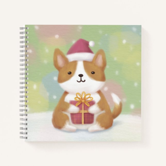 Merry Christmas: Corgi Illustration Art Notebook (Front)