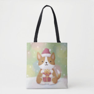 Merry Christmas: Corgi Illustration Art Tote Bag