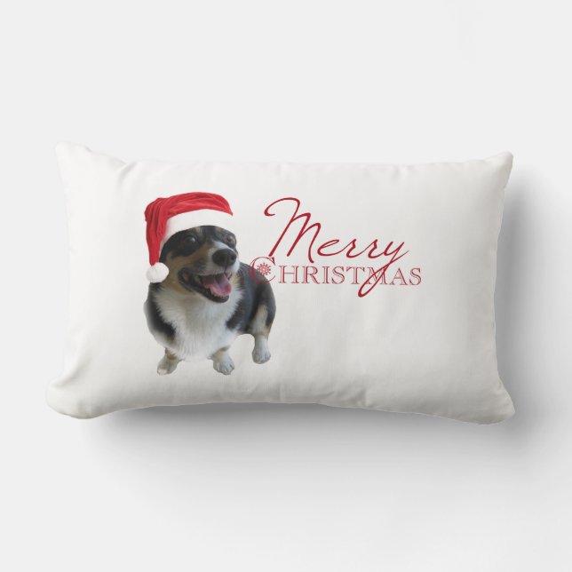 Merry Christmas Corgi Lumbar Cushion (Front)