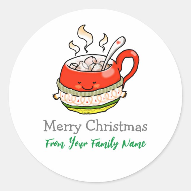 Merry Christmas (cosy cocoa mug) Classic Round Sticker (Front)