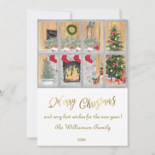 Merry Christmas Cosy Home Scene Christmas Card