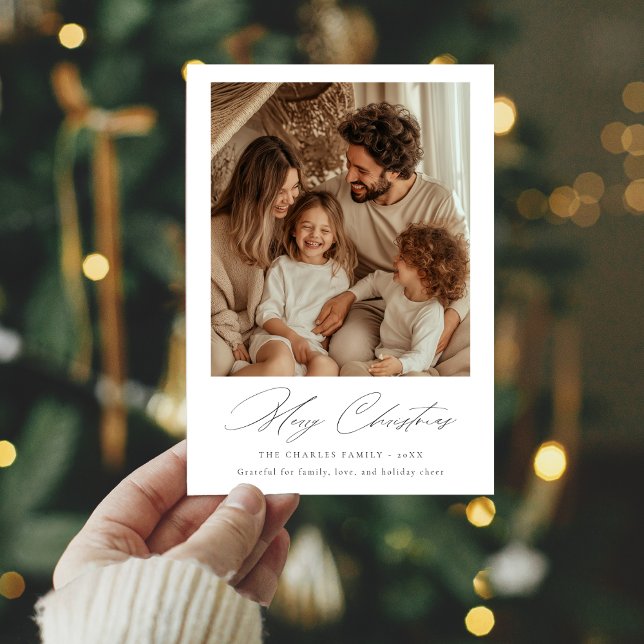 Merry Christmas Cosy Minimalist Family Photo Card (Creator Uploaded)