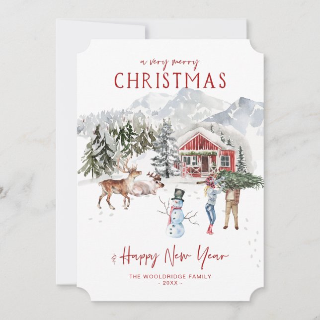 Merry Christmas | Cosy Rustic Cabin Holiday Card (Front)