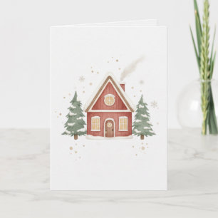Merry Christmas Cottage Card Cosy Winter House