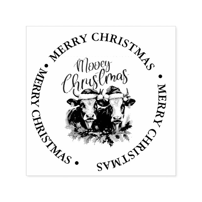 Merry Christmas Country Cow theme Self-inking Stamp (Design)