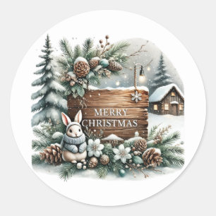 Merry Christmas Country home  Classic Round Sticker