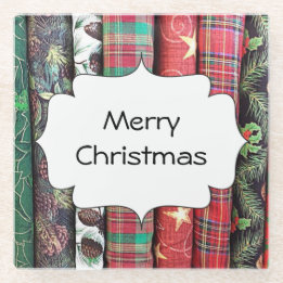 Merry Christmas Country Quilting Cloth Glass Coaster