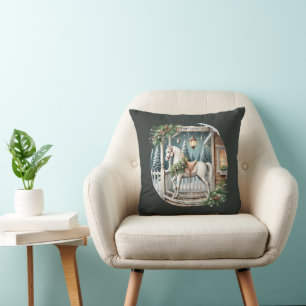Merry Christmas Country rocking horse Cushion