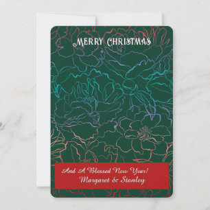 Merry Christmas Couple Family Photo Green Holiday Card
