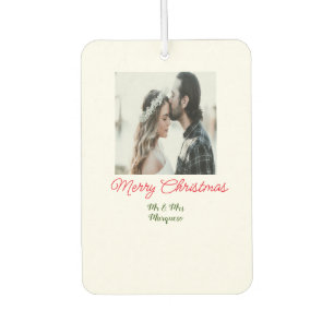 Merry Christmas couple photo add name happy holida Car Air Freshener