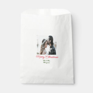 Merry Christmas couple photo add name happy holida Favour Bag