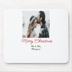 Merry Christmas couple photo add name happy holida Mouse Pad