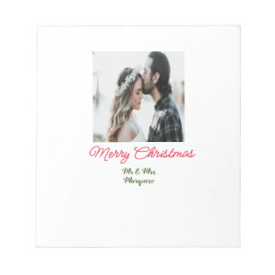 Merry Christmas couple photo add name happy holida Notepad