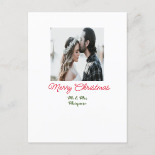 Merry Christmas couple photo add name happy holida Postcard