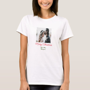Merry Christmas couple photo add name happy holida T-Shirt