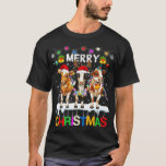 Merry Christmas Cow  Farmer Santa Hat Xmas Lights  T-Shirt<br><div class="desc">Merry Christmas Cow  Farmer Santa Hat Xmas Lights  .</div>