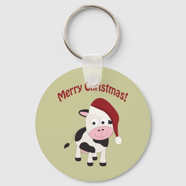 Merry Christmas Cow Key Ring (Front)
