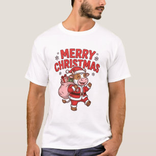Merry Christmas Cow Santa Vintage Shirt Design_1