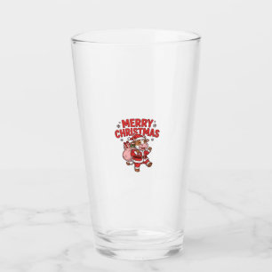 Merry Christmas Cow Santa Vintage Shirt Design_1 Glass