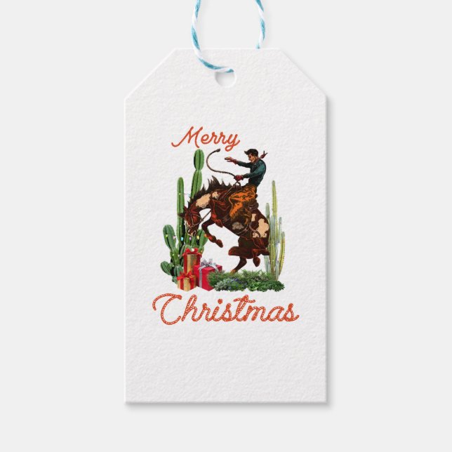 Merry Christmas Cowboy Gift Tags (Front)