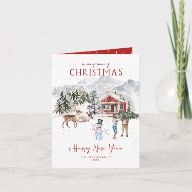 Merry Christmas | Cozy Rustic Cabin Holiday Card (Front)