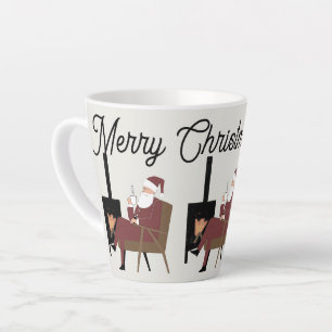 Merry Christmas Cozy Santa Fireplace Latte Coffee Mug