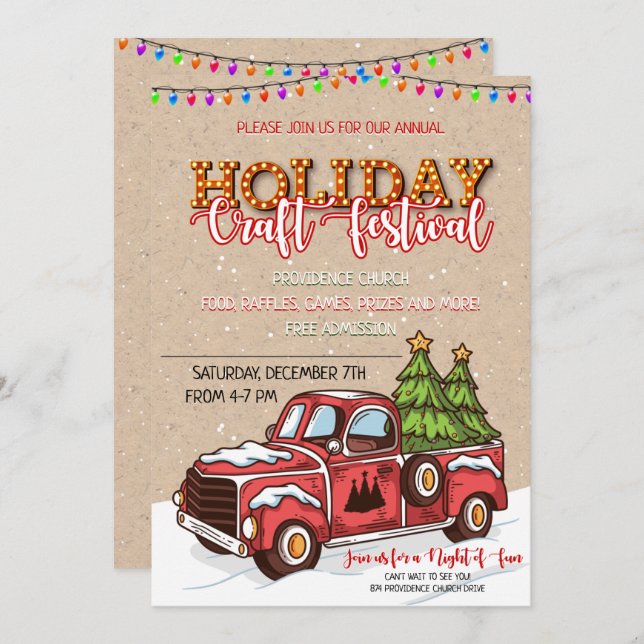 Merry Christmas Craft Festival Invitation (Front/Back)