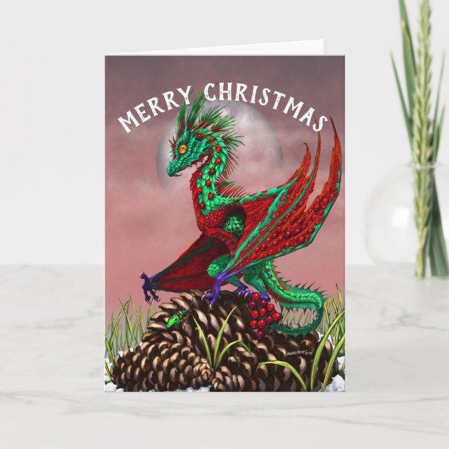 Merry Christmas Cranberry Dragon greeting card (Front)