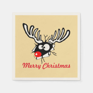 Merry Christmas! Crazy Red Nosed Reindeer Napkin