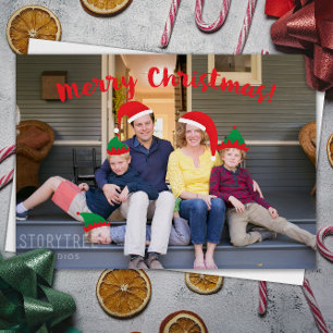 Merry Christmas Crew with Moveable Hats Photo Holiday Card