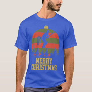 Merry Christmas Cricket Fan Xmas Tree  T-Shirt