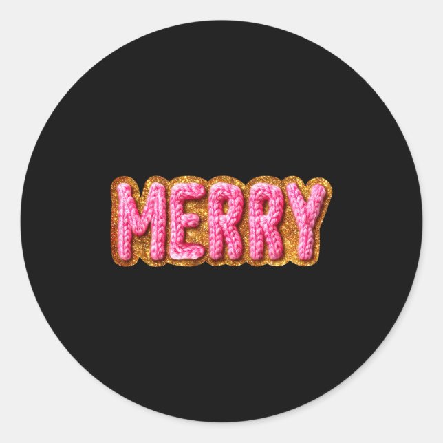 Merry Christmas Crochet Xmas Pyjamas Cosy Holiday  Classic Round Sticker (Front)