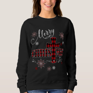 Merry Christmas Cross Buffalo Plaid Christian Holi Sweatshirt