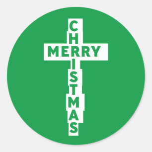 Merry Christmas, cross   Classic Round Sticker
