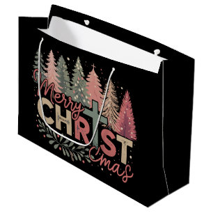 Merry Christmas Cross Faith Jesus Christian Story Large Gift Bag