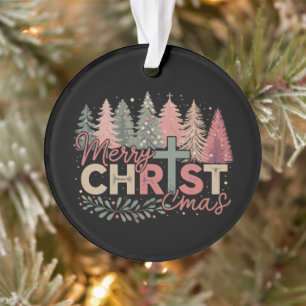 Merry Christmas Cross Faith Jesus Christian Story Ornament