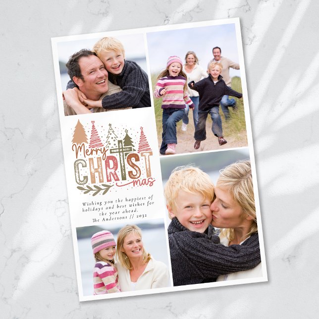 Merry Christmas Cross Photo Collage Holiday Card (Creator Uploaded)