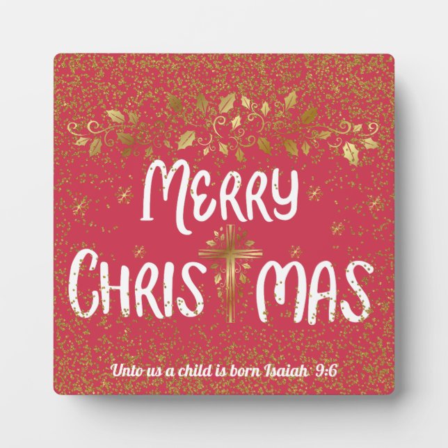 Merry Christmas Cross Scripture Plaque (Front)