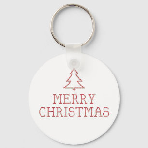 Merry Christmas cross stitch sign Key Ring