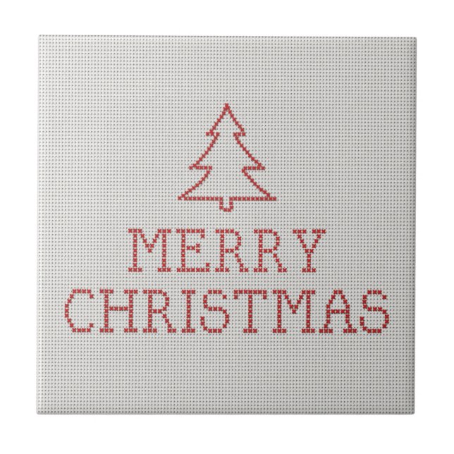 Merry Christmas cross stitch sign Tile (Front)