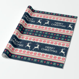 Merry Christmas Cross Stitch Wrapping Paper