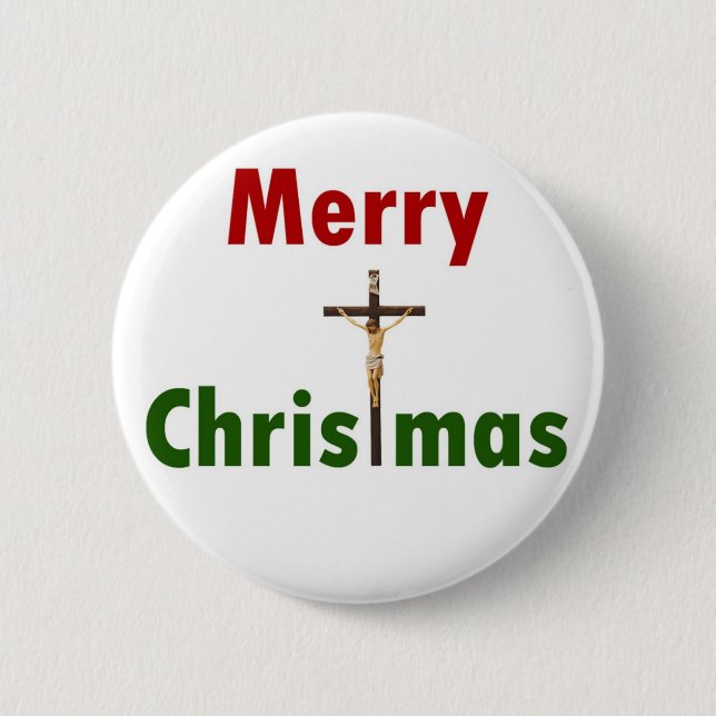 Merry Christmas Crucifix 6 Cm Round Badge (Front)
