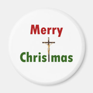 Merry Christmas Crucifix Magnet